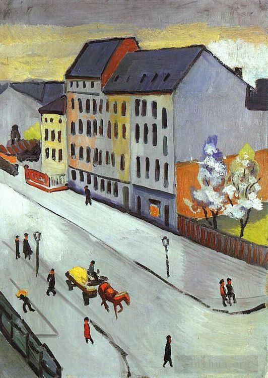August Macke Types de peintures - Notre rue en gris Unsere Strassein Grau