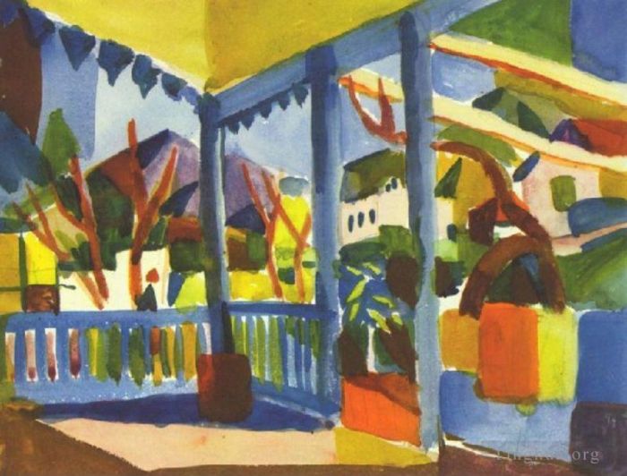 August Macke Types de peintures - Terrasse De La Bastide à St Germain