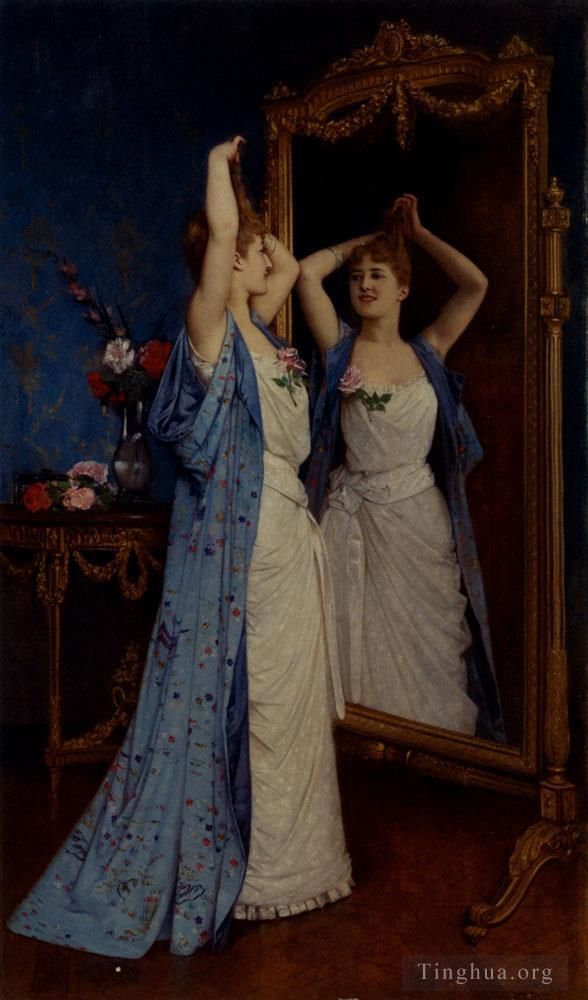 Auguste Toulmouche Peinture à l'huile - La Toilette