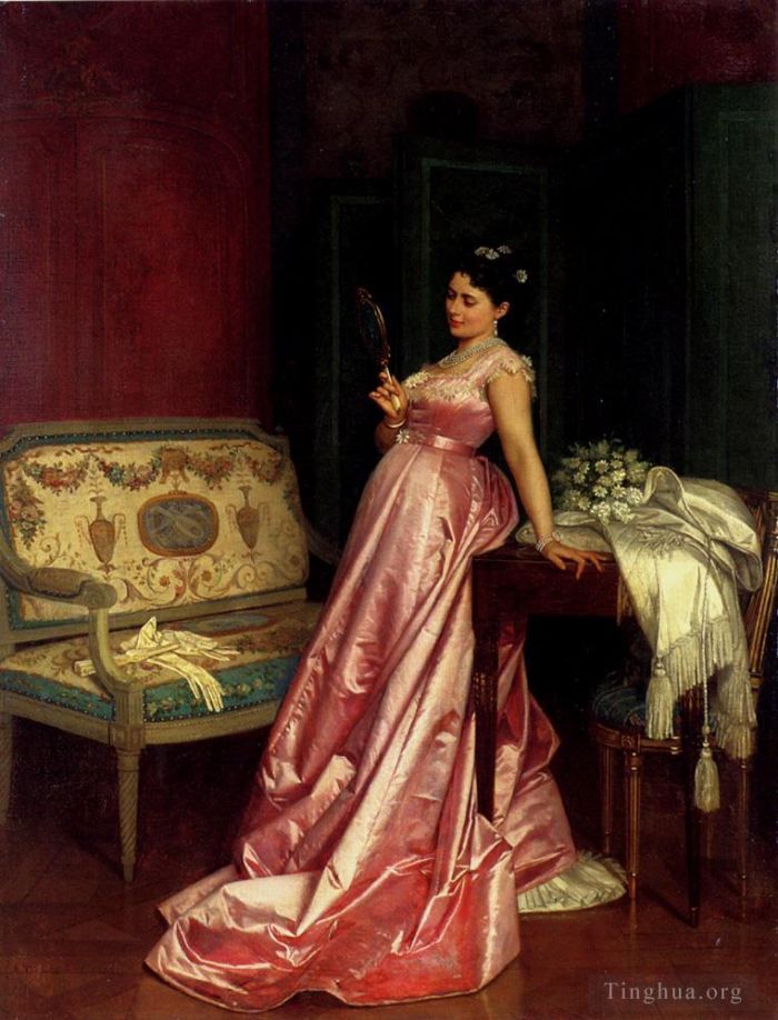 Auguste Toulmouche Peinture à l'huile - Le regard admiratif