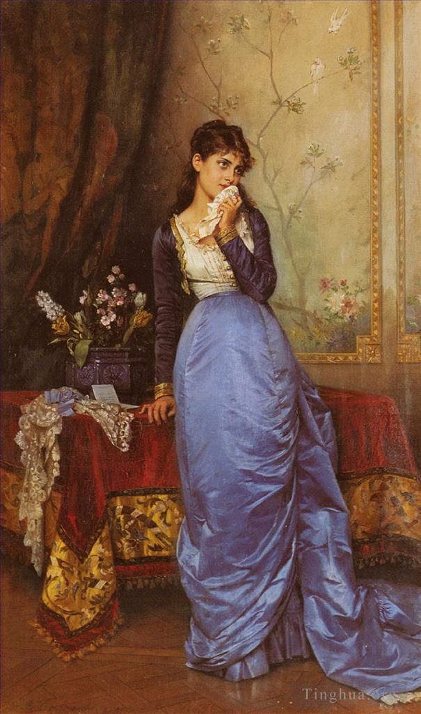 Auguste Toulmouche Peinture à l'huile - La lettre