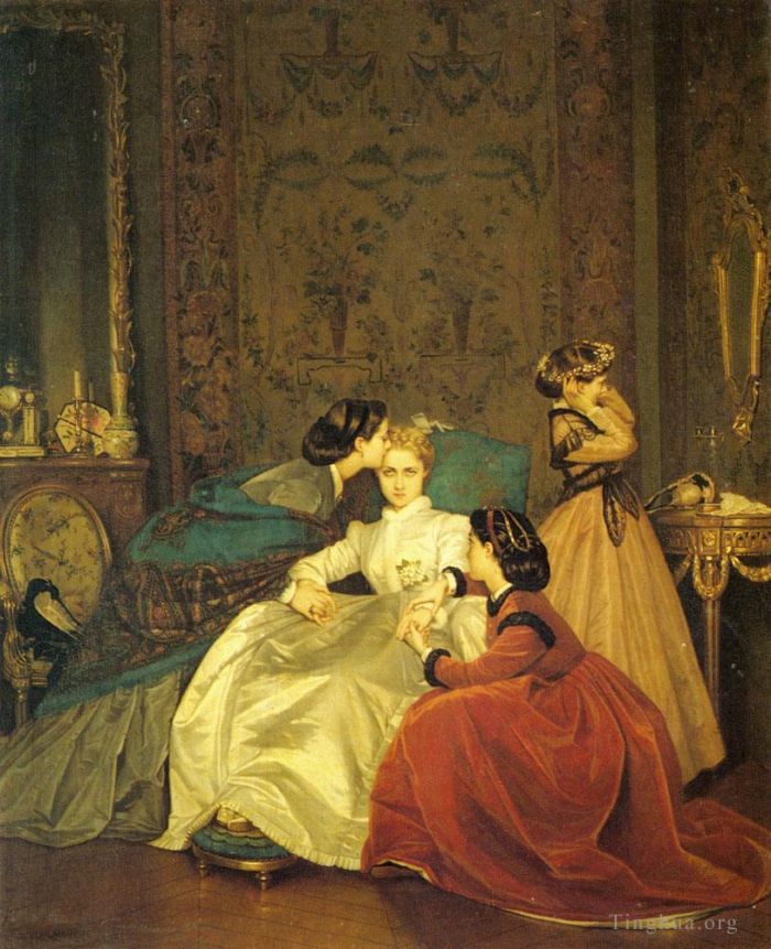 Auguste Toulmouche Peinture à l'huile - La mariée réticente