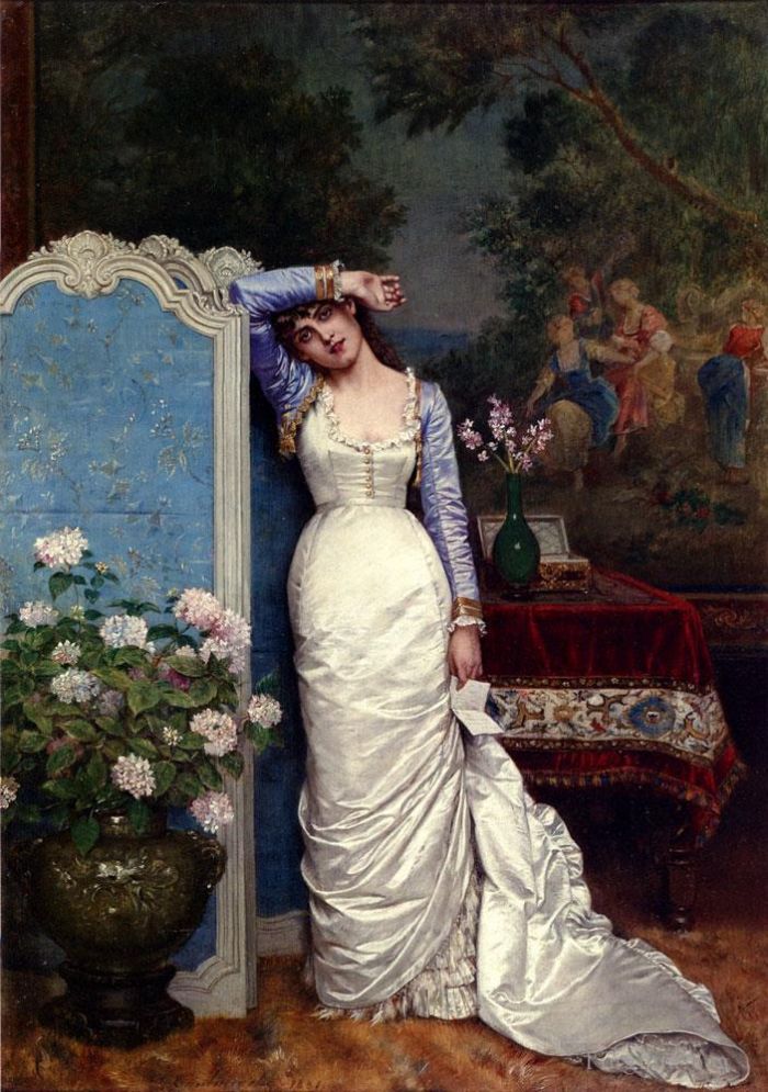 Auguste Toulmouche Peinture à l'huile - Jeune femme