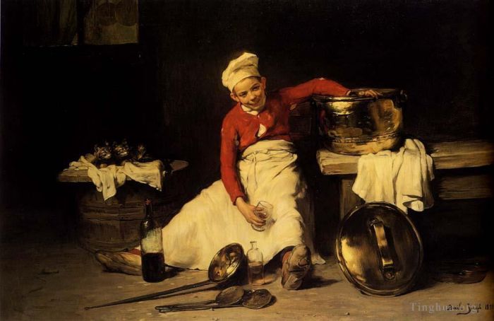 Bail Claude Joseph Peinture à l'huile - Garçon de cuisine