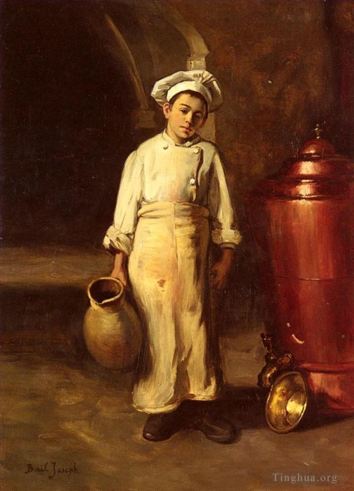 Bail Claude Joseph Peinture à l'huile - L'aide-cuisinier