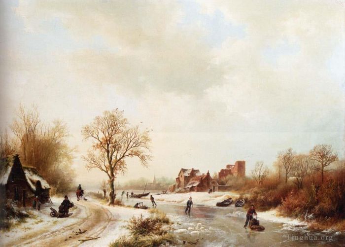 Barend Cornelis Koekkoek Peinture à l'huile - Hiver