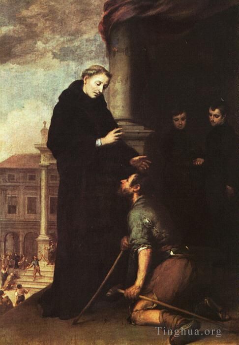 Bartolomé Esteban Murillo Peinture à l'huile - Saint Thomas de Villanueva distribuant l'aumône