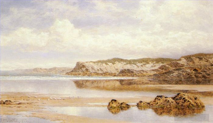 Benjamin Williams Leader Peinture à l'huile - La marée montante Porth Newquay