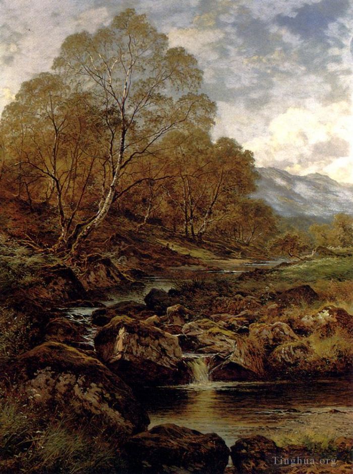 Benjamin Williams Leader Peinture à l'huile - Le ruisseau des collines du Pays de Galles