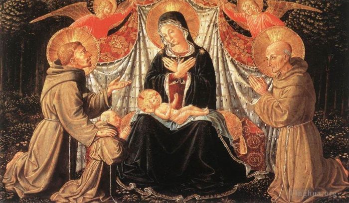 Benozzo Gozzoli Types de peintures - Vierge à l'Enfant avec les saints François, Bernardin et Fra Jacopo