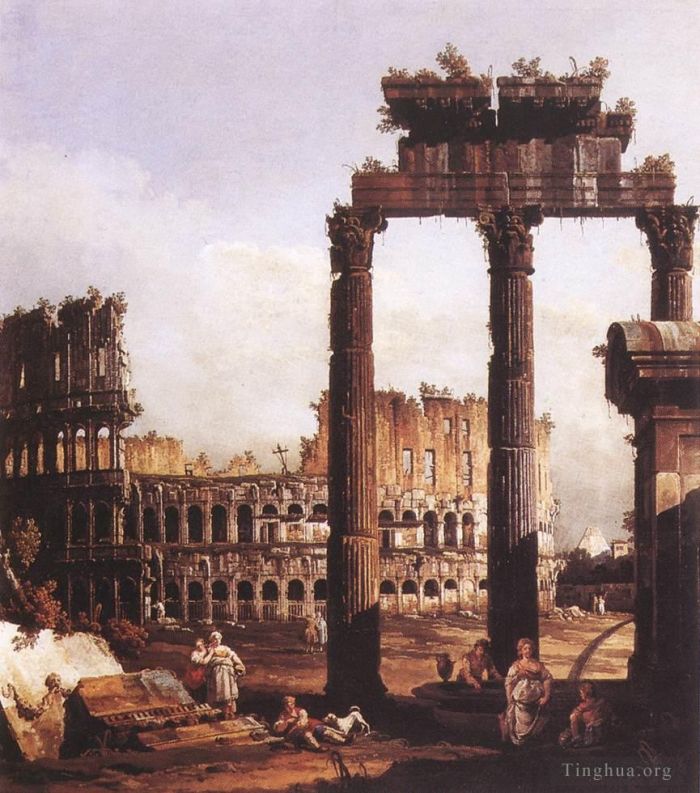 Bernardo Bellotto Peinture à l'huile - Capriccio avec le Colisée