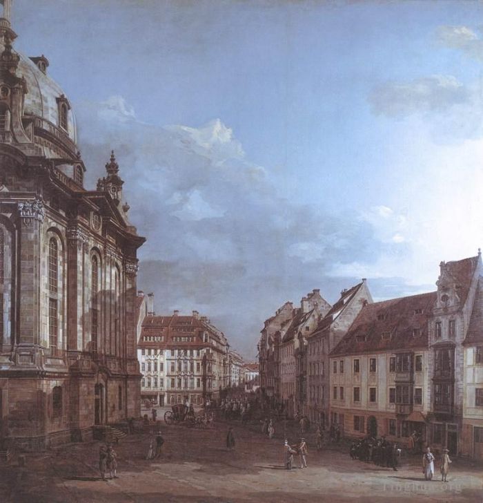 Bernardo Bellotto Peinture à l'huile - Dresde, la Frauenkirche et la Rampische gasse