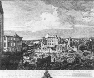 Bernardo Bellotto œuvres - Dresde les ruines de la gravure Pirnaische Vorstadt