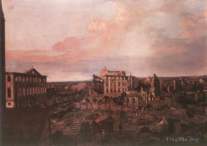 Bernardo Bellotto Peinture à l'huile - Dresde les ruines du Pirnaische Vorstadt