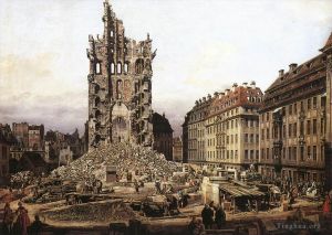 Bernardo Bellotto œuvres - Les ruines de l'ancienne Kreuzkirche à Dresde