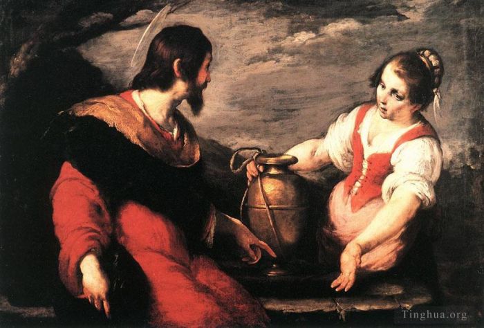 Bernardo Strozzi Peinture à l'huile - Le Christ et la Samaritaine
