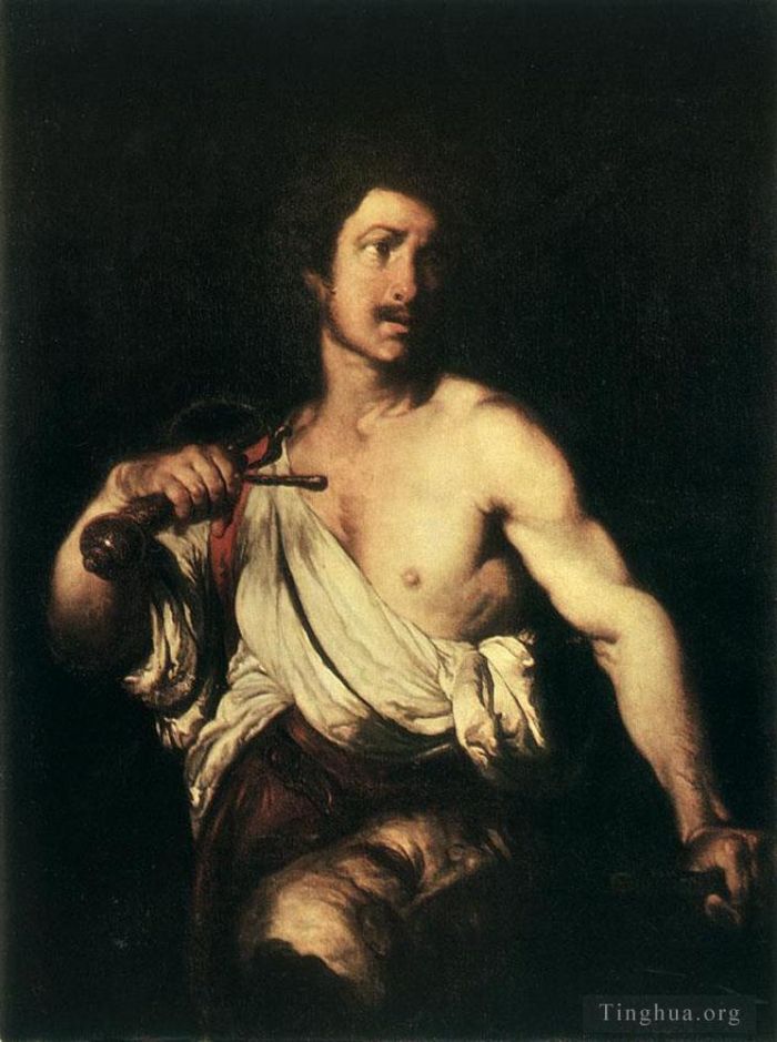 Bernardo Strozzi Peinture à l'huile - David avec la tête de Goliath