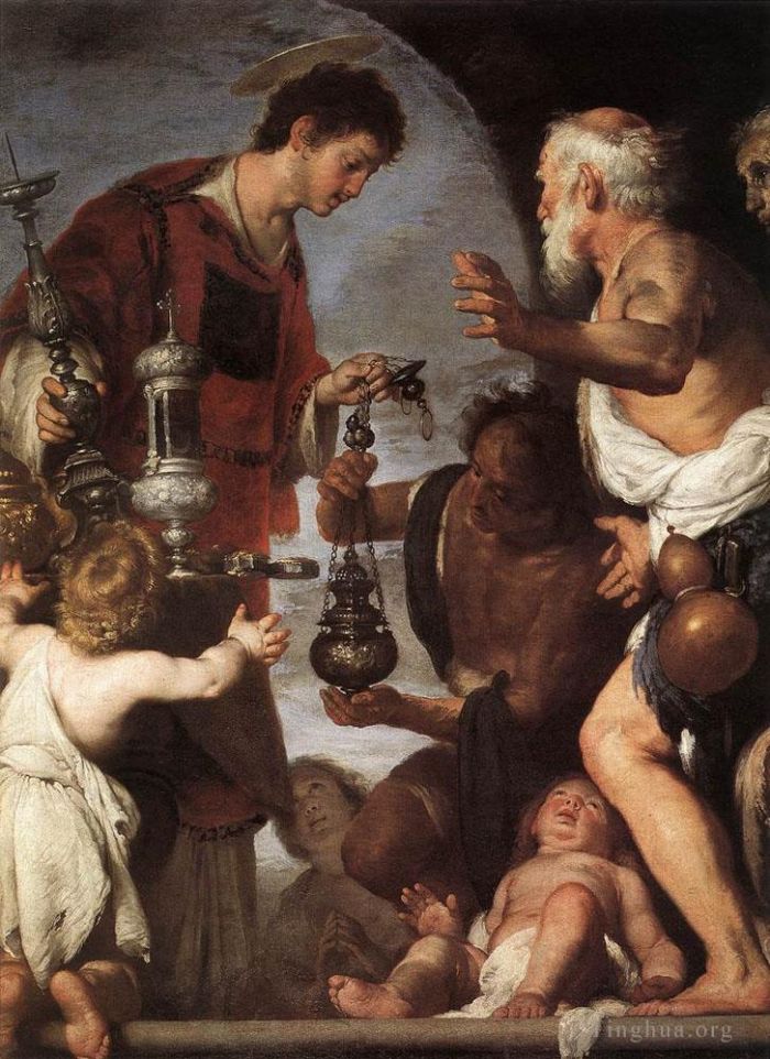 Bernardo Strozzi Peinture à l'huile - La Charité de Saint-Laurent 1639