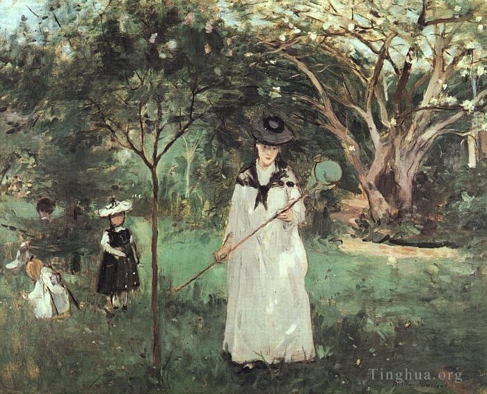 Berthe Morisot Peinture à l'huile - La chasse aux papillons