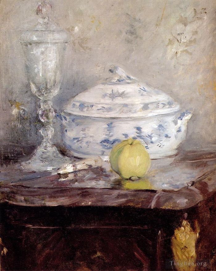 Berthe Morisot Peinture à l'huile - Soupière et pomme nature morte