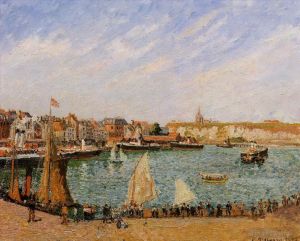 Camille Pissarro œuvres - Soleil de l'après midi l'arrière-port Dieppe 1902