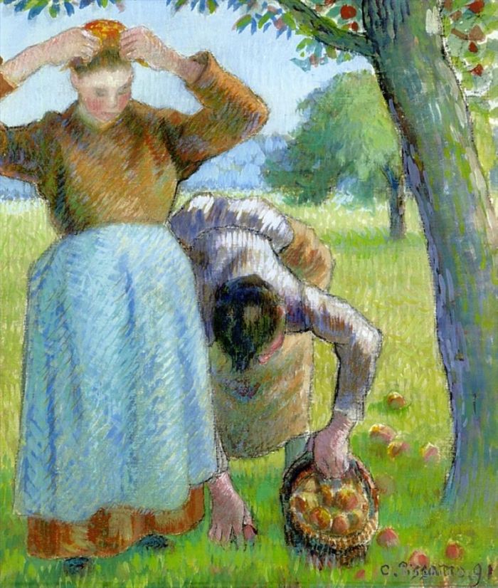 Camille Pissarro Peinture à l'huile - Cueilleurs de pommes 1891