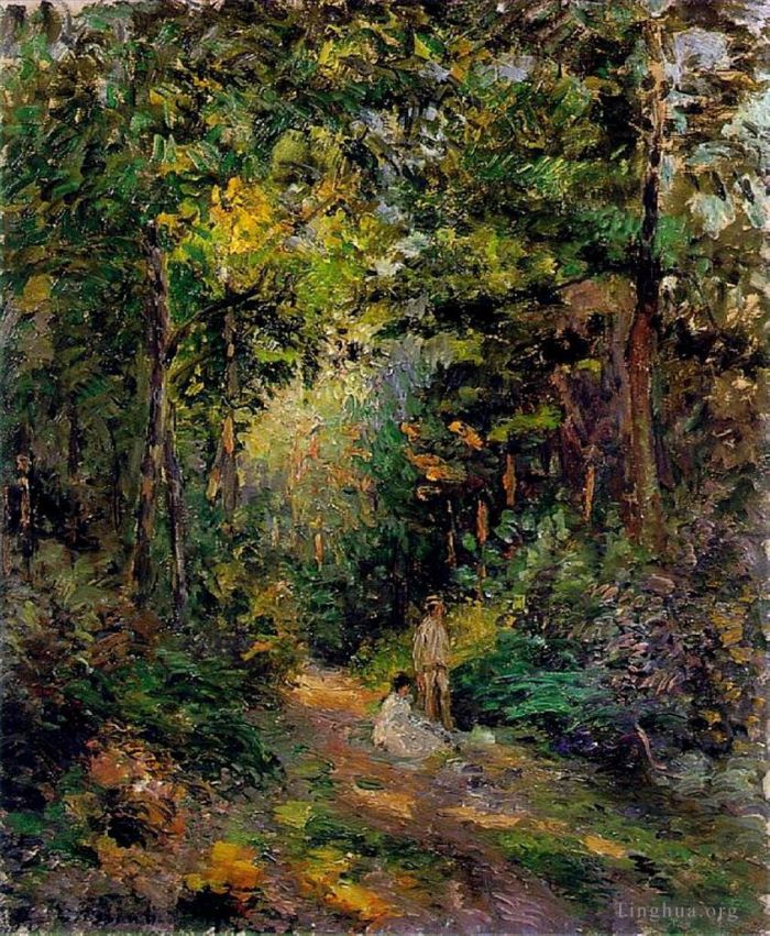 Camille Pissarro Peinture à l'huile - Chemin d'automne à travers les bois 1876