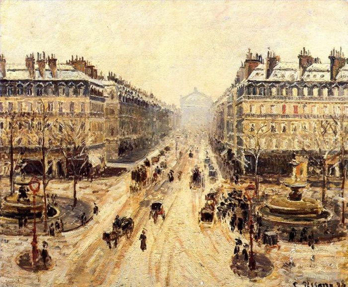 Camille Pissarro Peinture à l'huile - Avenue de l opéra effet de neige 1898