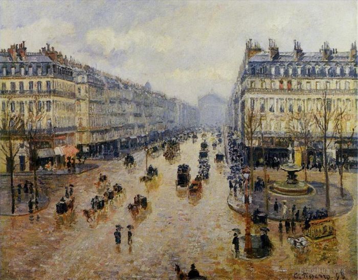 Camille Pissarro Peinture à l'huile - Avenue de l'opéra effet pluie 1898