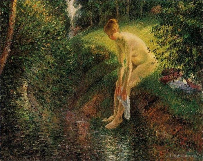 Camille Pissarro Peinture à l'huile - Baigneuse dans les bois 1895