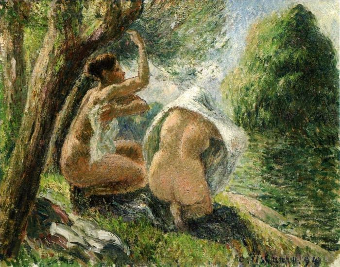 Camille Pissarro Peinture à l'huile - Baigneurs 1894