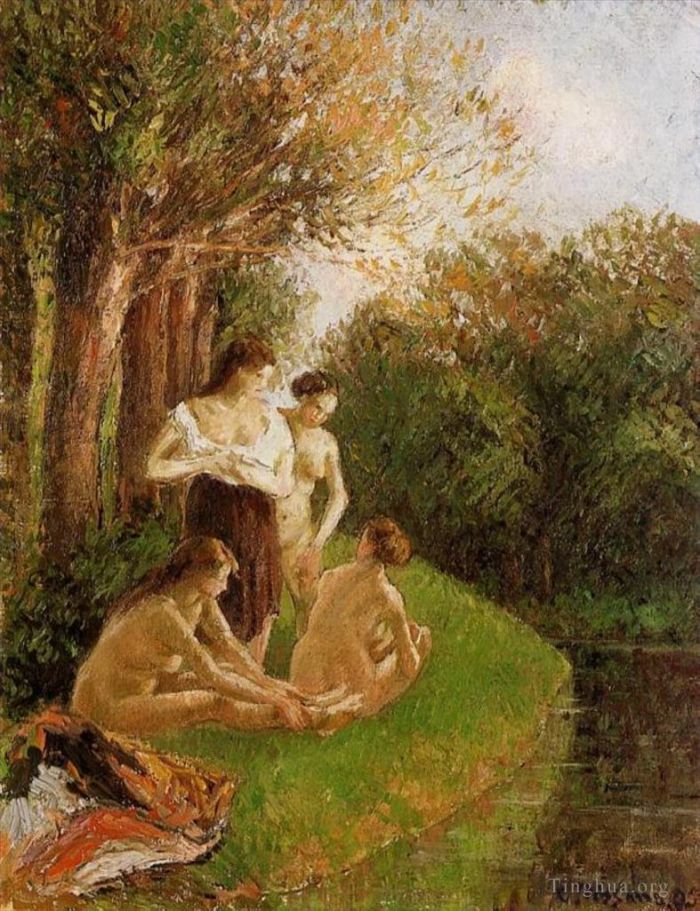 Camille Pissarro Peinture à l'huile - Baigneurs 1895