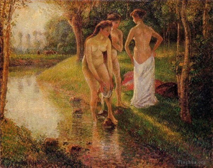 Camille Pissarro Peinture à l'huile - Baigneurs 1896