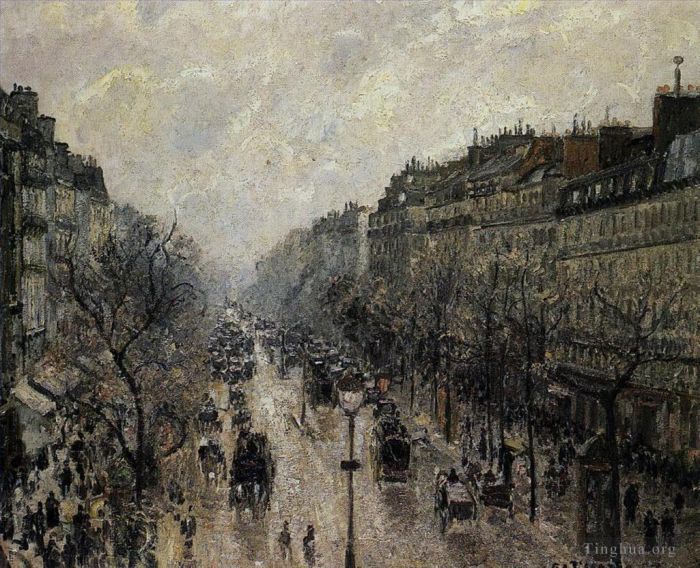 Camille Pissarro Peinture à l'huile - Boulevard Montmartre matin brumeux 1897