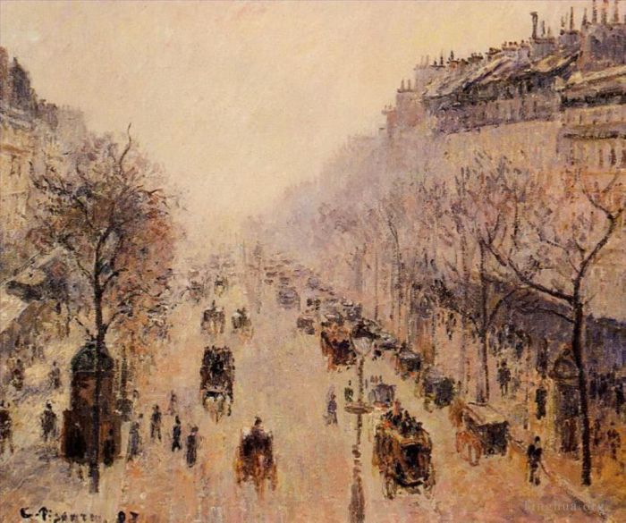 Camille Pissarro Peinture à l'huile - Boulevard Montmartre matin soleil et brume 1897
