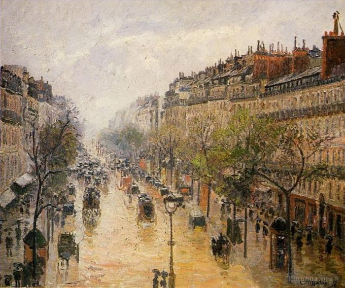 Camille Pissarro Peinture à l'huile - Boulevard Montmartre pluie de printemps