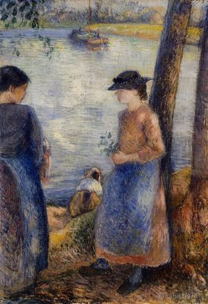 Camille Pissarro œuvres - Au bord de l'eau 1881