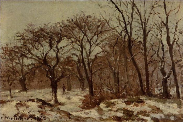 Camille Pissarro Peinture à l'huile - Verger de châtaigniers en hiver 1872