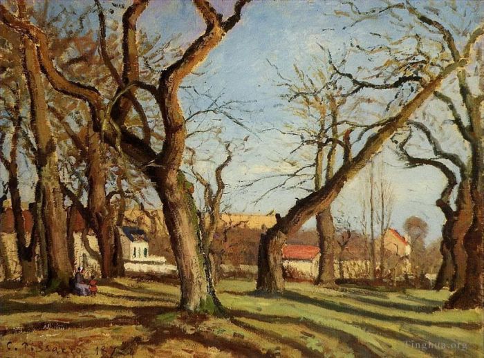 Camille Pissarro Peinture à l'huile - Châtaigniers à Louveciennes 1872