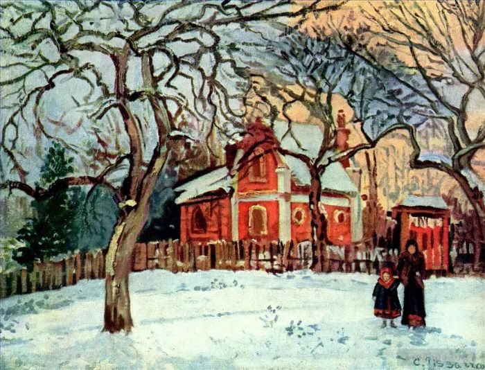 Camille Pissarro Peinture à l'huile - Châtaigniers Louveciennes hiver 1872