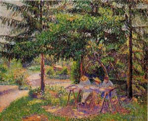 Camille Pissarro œuvres - Enfants dans un jardin à Eragny 1897