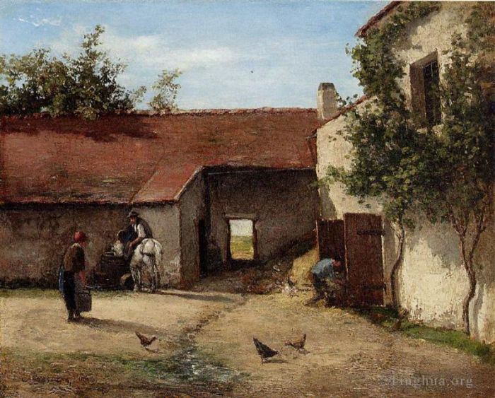 Camille Pissarro Peinture à l'huile - Cour de ferme