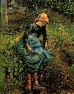 Camille Pissarro œuvres - Fille avec un bâton 1881