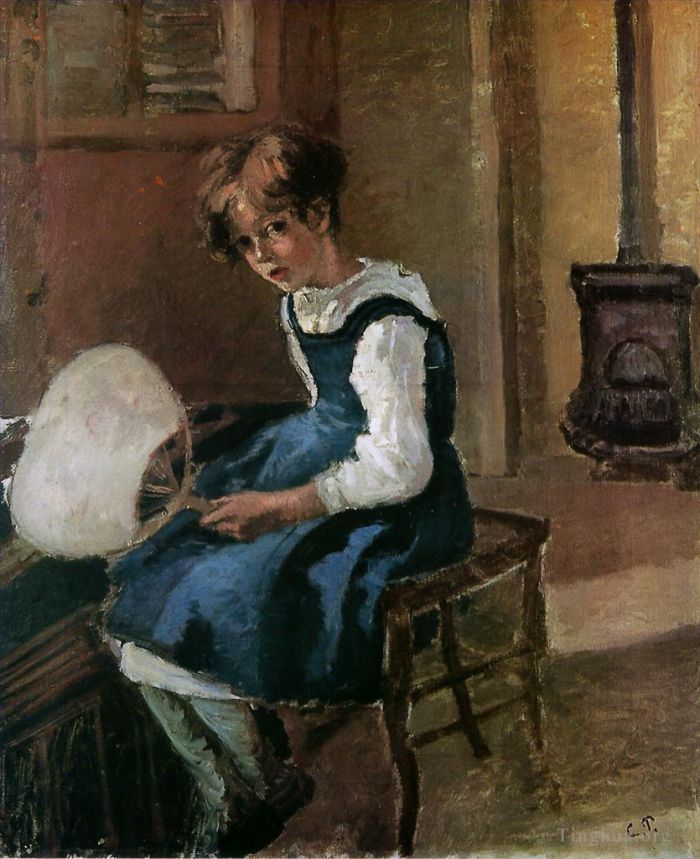 Camille Pissarro Peinture à l'huile - Jeanne tenant un éventail
