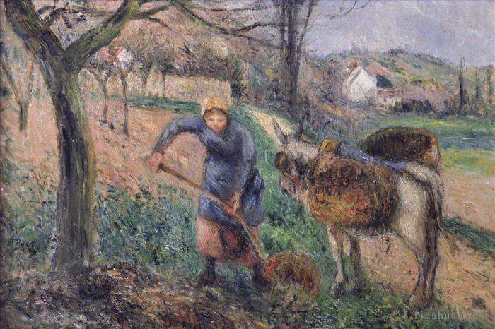 Camille Pissarro Peinture à l'huile - Paysage avec un âne