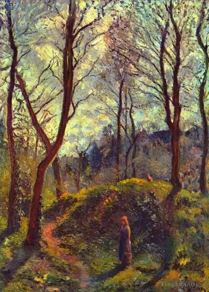 Camille Pissarro Peinture à l'huile - Paysage avec de grands arbres