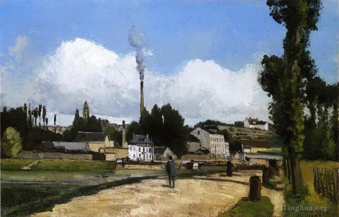 Camille Pissarro Peinture à l'huile - Paysage avec usine 1867