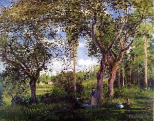 Camille Pissarro œuvres - Paysage avec poussettes se reposant sous les arbres 1872