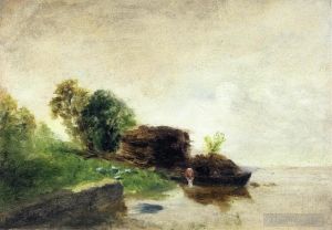 Camille Pissarro œuvres - Blanchisseuse au bord de la rivière