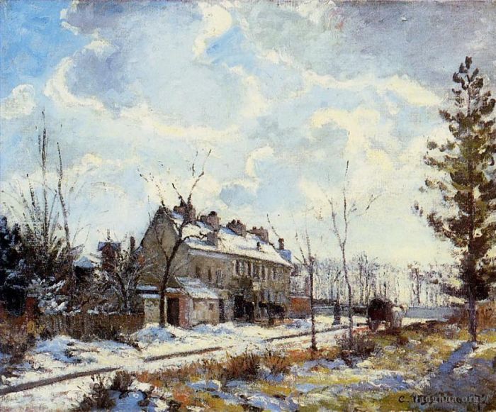 Camille Pissarro Peinture à l'huile - Effet neige de la route de Louveciennes 1872